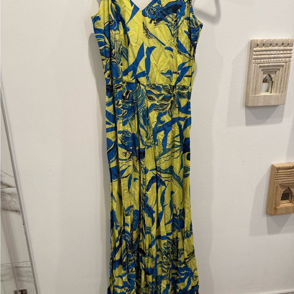 Vibrant Yellow and Blue Maxi Dress